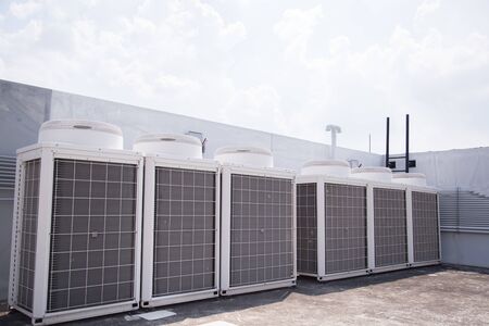System of central conditioning set on the roof of the buildingの写真素材