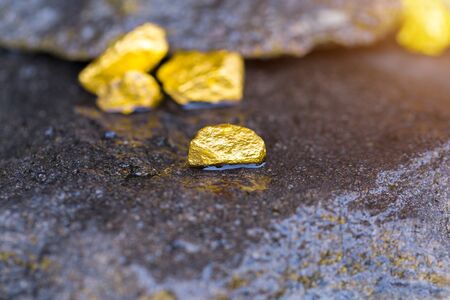 Gold on the stone floor Discovering Success and Investing Concepts with Business Partners.の写真素材
