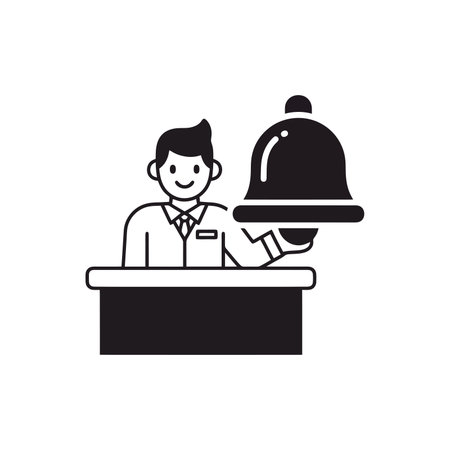 Receptionist and bell icon. Flat vector illustration on white background.のイラスト素材