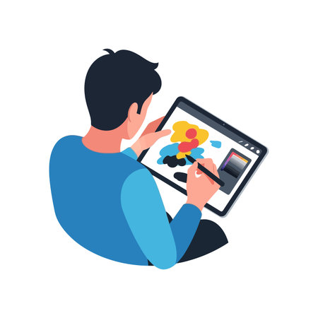 Man working on tablet computer.