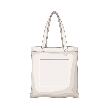 Illustration of a beige canvas bag on a white background.のイラスト素材
