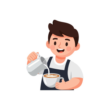 Coffee shop worker cartoon.のイラスト素材