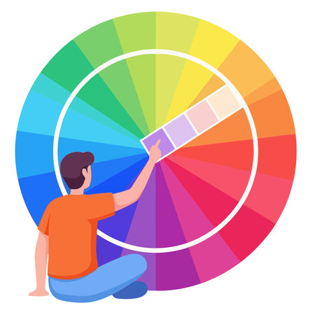 Man with paint roller. Color palette guide.のイラスト素材