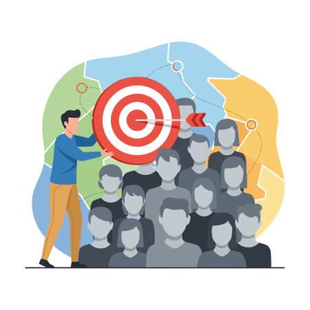 Business people and target vector illustration. Teamwork, leadership, business success concept.のイラスト素材