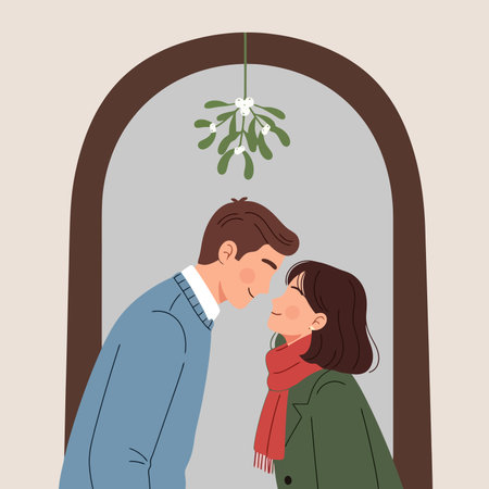 Couple in love. Man and woman in winter clothes.のイラスト素材