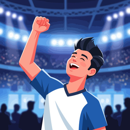 Crowd cheering and dancing at concert.のイラスト素材