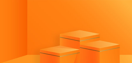 3d Round podium stage with nice and creative symbols on paper cut style with color background for cosmetics brand design and advertisingのイラスト素材