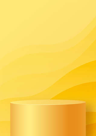 3d Round podium stage with nice and creative symbols on paper cut style with color background for cosmetics brand design and advertisingのイラスト素材