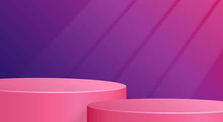 3d Round podium stage with nice and creative symbols on paper cut style with color background for cosmetics brand design and advertisingのイラスト素材