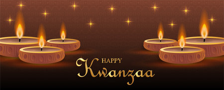 Happy kwanzaa card with nice and creative symbols and gold paper cut style on color background for kwanzaa holidayのイラスト素材