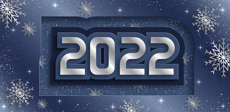 Happy New Year 2022, festive pattern with Christmas balls and snowflakes concept on color background...
