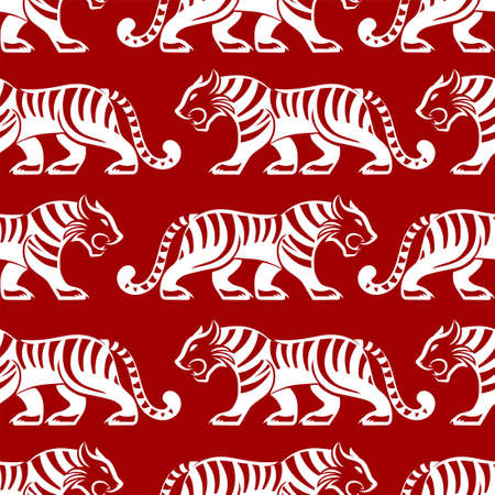 Seamless pattern with Asian elements on color background for happy Chinese new year of the Tiger 2022, flyers, poster and banner, (translate : Chinese happy new year, 2022)のイラスト素材