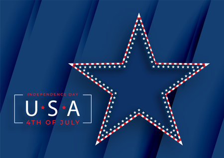 Happy Independence day of USA card with red paper cut style on color background for festive national anniversary of USA, on July 4のイラスト素材