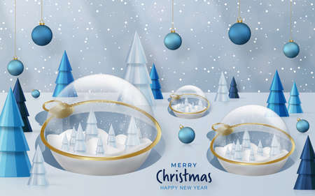 Merry Christmas festive pattern with Christmas balls and snowflakes concept on color background for invitation card, Merry Christmas, Happy new Year, greeting cards, poster or web bannerのイラスト素材