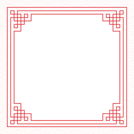 Chinese frame with oriental asian elements on color background, for wedding invitation card, happy new year, happy birthday, valentine day, greeting cards, poster or web bannerのイラスト素材