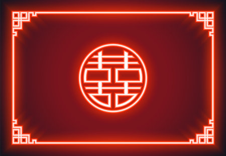 Chinese frame with oriental asian elements on color background, for wedding invitation card, happy new year, happy birthday, valentine day, greeting cards, poster or web bannerのイラスト素材