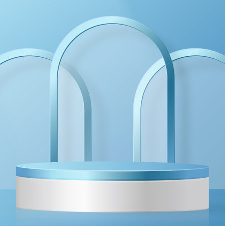 3d Winter Sale podium for banner illustration on festive pattern with snowflakes concept on color background.のイラスト素材