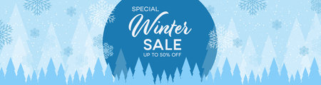 Winter Sale banner illustration on festive pattern with snowflakes concept on color background.のイラスト素材