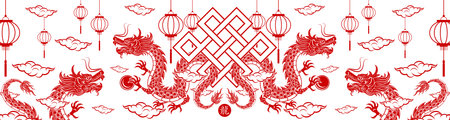 Traditional red Chinese Dragon for tattoo design ,Chinese new year and all festivals (translate : Chinese Dragon)のイラスト素材