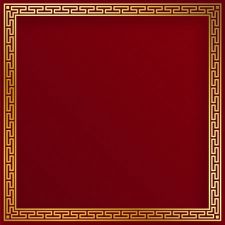 Chinese frame with oriental Asian elements on color background, for wedding invitation card, happy new year, happy birthday, valentine day, greeting cards, poster or web bannerのイラスト素材