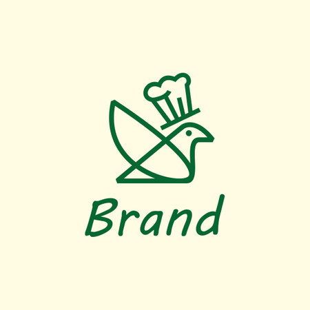Monoline of Bird with a Chef Hat Restaurant logo vector templateのイラスト素材