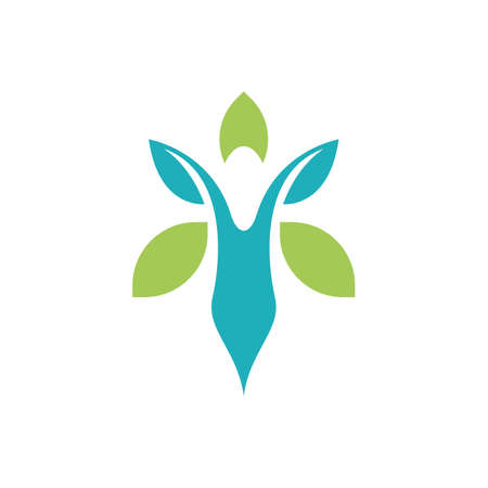 Healthy Body Fitness and Fresh with Yoga Activity logo designのイラスト素材