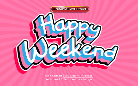 Vector happy weekend text editable text effectのイラスト素材