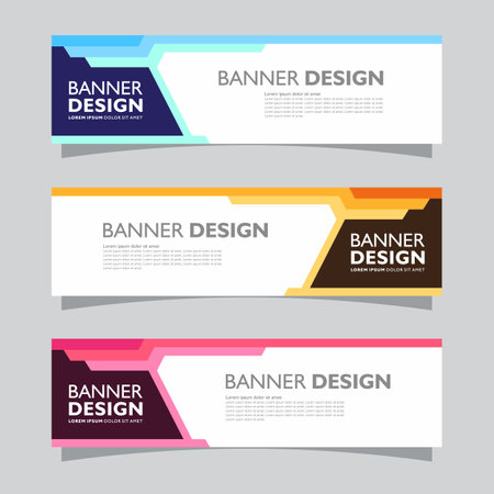 Vector set of landscape banner background design concept. Web background business layout templateのイラスト素材