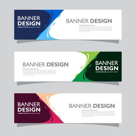 Vector set of landscape banner background design concept. Web background business layout templateのイラスト素材