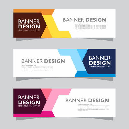 Vector set of landscape banner background design concept. Web background business layout templateのイラスト素材