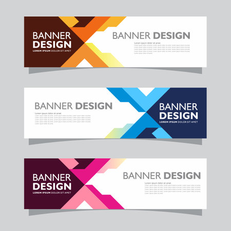 Vector set of landscape banner background design concept. Web background business layout templateのイラスト素材