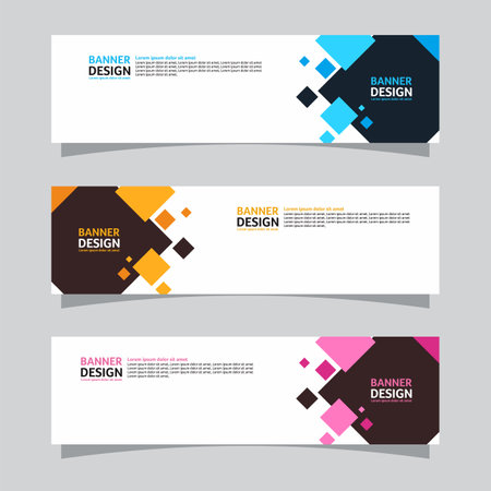 Vector set of landscape banner background design concept. Web background business layout templateのイラスト素材