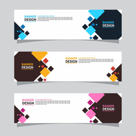 Vector set of landscape banner background design concept. Web background business layout templateのイラスト素材