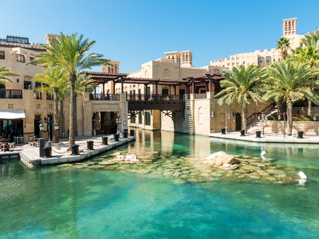 DUBAI, UNITED ARAB EMIRATES - JAN 25, 2014: Madinat Jumeirah Resort and Souq in Dubai, United Arab...