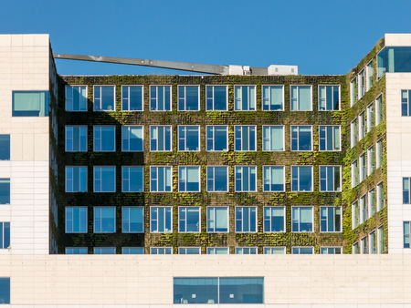 Vertical garden on modern building of courthouse in Amsterdam City, Netherlandsのeditorial素材