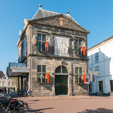 GOUDA, NETHERLANDS - JUNE 10, 2015: Old cheese weigh house - now museum on Market Square in the city of Gouda, Netherlandsのeditorial素材