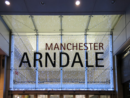 MANCHESTER, ENGLAND - NOV 24, 2013: Entrance of Arndale Shopping Centre, Market Street, Manchester, England, UKのeditorial素材