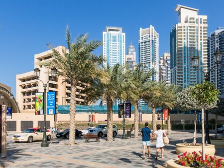 The Walk Promenade in the Marina district of Dubai, United Arab Emiratesのeditorial素材