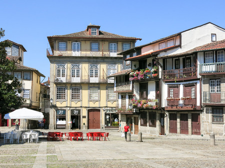 Praca Sao Tiago or Santiago Square in Guimaraes, Portugalのeditorial素材