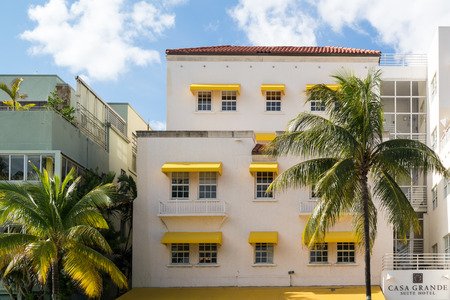 MIAMI, USA - DEC 9, 2015: Front facade of Art Deco hotel on Ocean Drive, Miami Beach, Florida, USAのeditorial素材