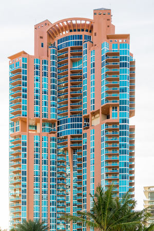 Residential skyscraper Portofino Tower in South Beach district of Miami Beach, Florida, USAのeditorial素材
