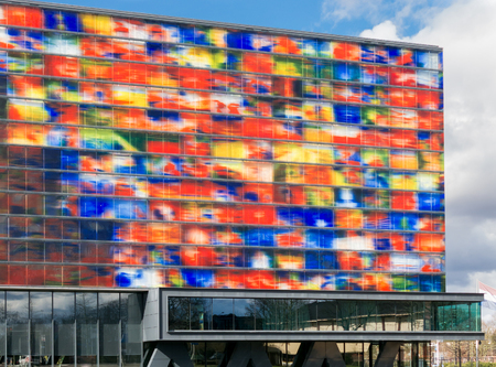 HILVERSUM, NETHERLANDS - APRIL 4, 2015: Sound and Vision Institute, Dutch Media Museum on Media Park in Hilversum, the Netherlandsのeditorial素材