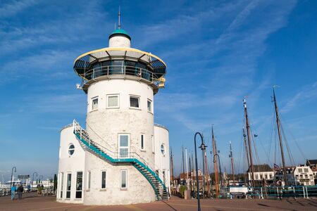 Control tower of harbour office in historic old town of Harlingen, Friesland, Netherlandsのeditorial素材