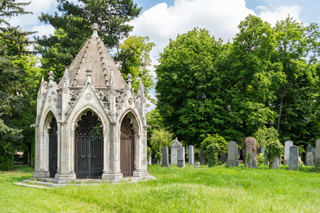 Mausoleum and graves on Jewish section of Central Cemetery in Vienna, Austriaのeditorial素材