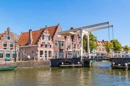 Hofstraatbrug drawbridge over Oudegracht canal in Alkmaar, North Holland, Netherlandsのeditorial素材