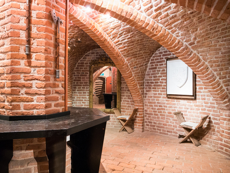 WIJK BIJ DUURSTEDE, NETHERLANDS - JUN 11, 2017: Interior of Burgundian tower of Duurstede castle in Wijk bij Duurstede in province Utrecht, Netherlandsのeditorial素材