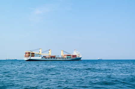 Heavy load carrier SAL Grietje with containers on deck on North Sea near port of Rotterdam, Netherlandsのeditorial素材