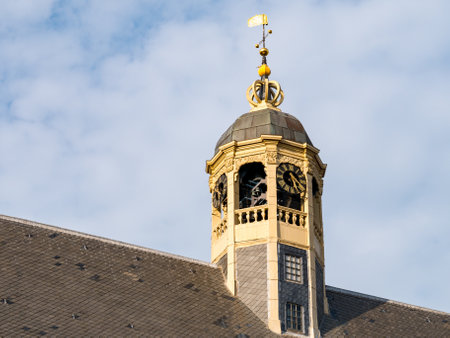 Bell tower of Great or Martini church in city of Sneek, Friesland, Netherlands