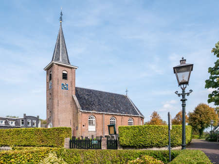 Dutch reformed church in village of Earnewald, Alde Feanen, Friesland, Netherlandsの写真素材