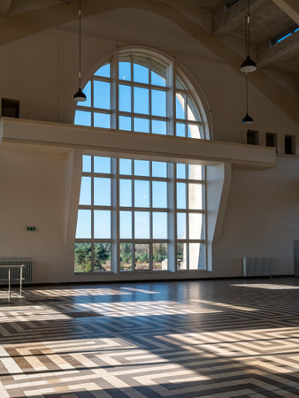 Transmittor room in Building A of former long wave radio transmission station Radio Kootwijk, Veluwe, Apeldoorn, Netherlandsのeditorial素材